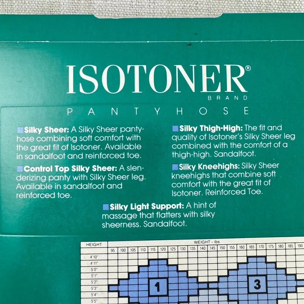 Vintage Isotoner Pantyhose Lot of 2 Size 3 Silky Sheer Control Top Sandalfoot